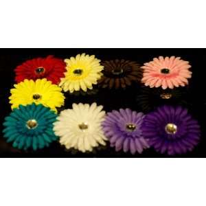  10 Solid Color Gerbera Daisy Flower Hair Clips Baby