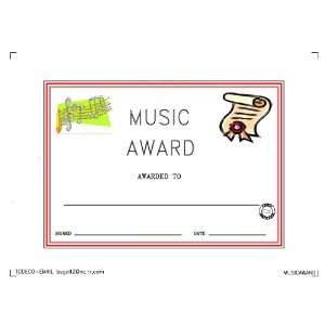  Music Award Certificate