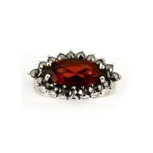  Marquise Marcasite and Garnet Ring, 6 Jewelry