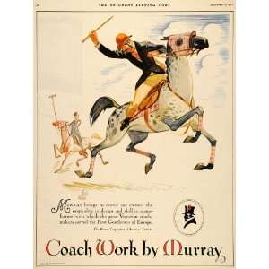 1927 Ad Coach Work Murray Motor Car Horse Jockey Race   Original Print 