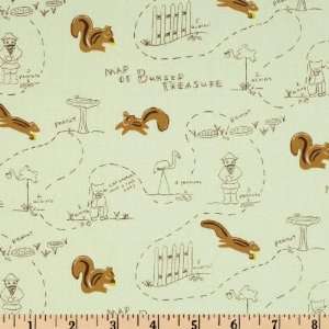  44 Wide Frolic Treasure Map Green Fabric By The Yard 