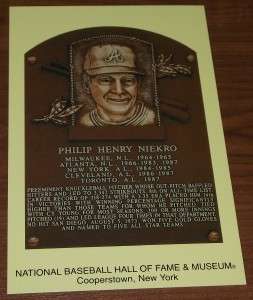 Phil Niekro Yellow Hall of Fame Postcard  