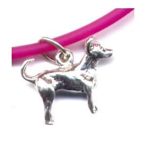  9 Fuschia Chihuahua Ankle Bracelet Sterling Silver 