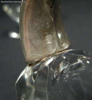 Antique Silver & Crystal Horn Shaped Handled Salt Cellars  