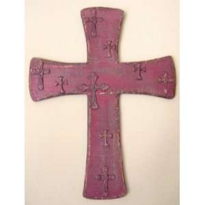   Rustic Roman Dark Red Wood Cross with Crosses Wall Art