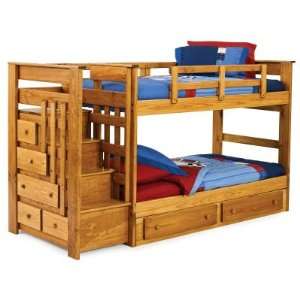 com Woodcrest Heartland 500 K Stairway Twin over Twin Knobby Bunk Bed 