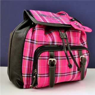 XOXO Black Pink Plaid BackPack Bag Hobo Handbag 047417066915  