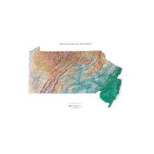  & New Jersey Topographic Wall Map by Raven Maps, Print on Paper 