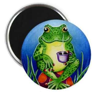 Morning Joe Coffee Frog Original Art 2.25 inch Fridge Magnet