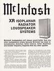 Mcintosh Speakers Catalog XR 3, XR 5, XR 6, XR 7, MQ 104