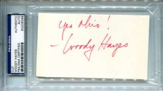 Woody Hayes Signed Card 3x5 PSA/DNA Autographed Ohio State Buckeyes 