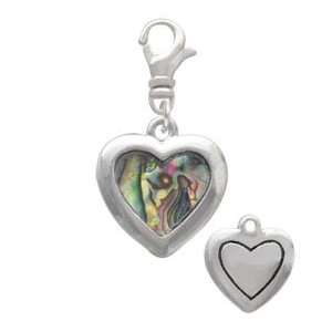 Abalone Shell Heart   Two Sided   Silver Plated Clip on Charm [Jewelry 