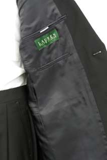 Ralph Lauren Mens 100% Wool Suit Solid Black 2 Button  
