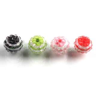 20x Wholesale Fashion Charms Mixed White Resin Rhinestone Beads 14mm 