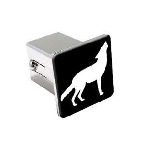 Wolf Howling   Chrome 2 Tow Trailer Hitch Cover Plug