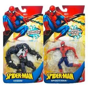  2009 2010 Classic Spider Man (wall sticking web) and Venom 