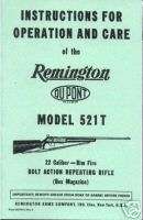 REMINGTON 521T .22 Cal. RIMFIRE B/A RIFLE GUN MANUAL  