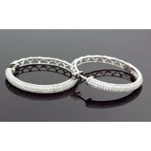  Sterling Silver Unisex Fashion Hoop Hand Set Stud Earrings 