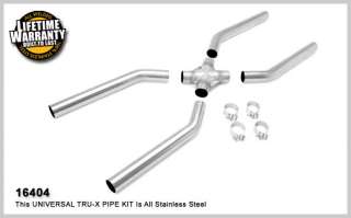   16404 Exhaust 2.5 Dual Universal X Pipe Kit Stainless Steel  