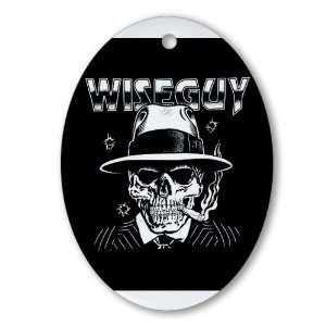  Ornament (Oval) Wiseguy Skeleton Smoking Cigar with Bullet 