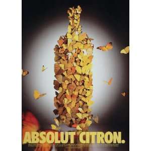   Ad Absolut Citron Vodka Butterflies S. Bronstein   Original Print Ad