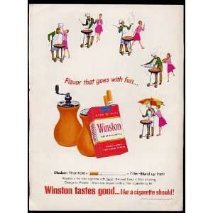  1964 Winston Cigarette Grill Salt & Pepper Print Ad (8469 