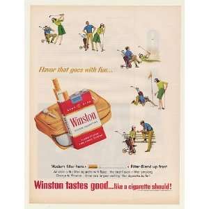  1964 Winston Cigarette Flavor Goes with Fun Golfers Print 