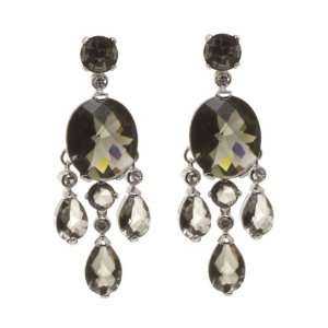  Winsome Chandelier Earrings w/Smoky & White CZs Jewelry