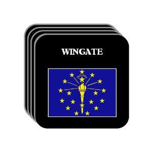 US State Flag   WINGATE, Indiana (IN) Set of 4 Mini Mousepad Coasters