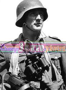 WW2 German Soldier & Helmet 5 x 7 Photo  