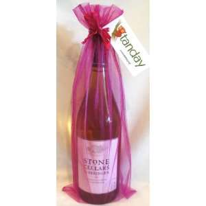    Wine Bottle Organza Bag Gift Pouch (6 Bags)Fuschia 