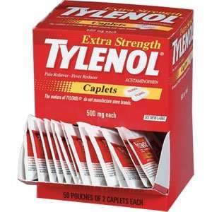  Extra Strength Tylenol (50 Packs of 2 Tablets)