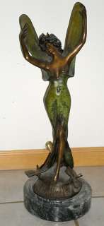 Dragonfly Lady Bronze Sculpture Marble Base EXCELLENT Make offer Free 