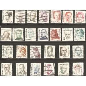  USA Postage Stamps Great Americans. Complete Used Set (26 