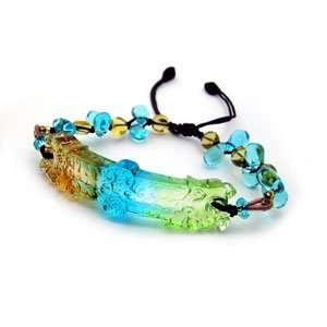  Liuli Dragon Duo Glass Pendant Bracelet 