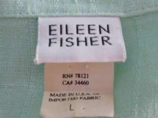 Eileen Fisher Aqua Linen 3 Pc Pants Tank Jacket Suit M L  