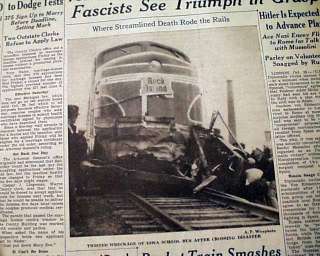 1937 MASON CITY IA School Bus Train Disaster Newspaper  