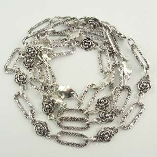 1M antiqued silver tone alloy flower ring necklace chain 30134  