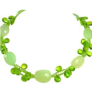  Sterling Silver Crystal Jade & Peridot Necklace 17 