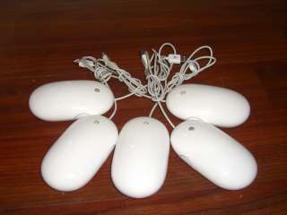 LOT OF 5 APPLE A1152 MIGHTY MOUSE USB WIRED OPTICAL MOUSE   WHITE 