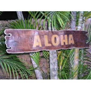  Aloha Sign Drift Wood w/ Rope 40   Tropical Decor 