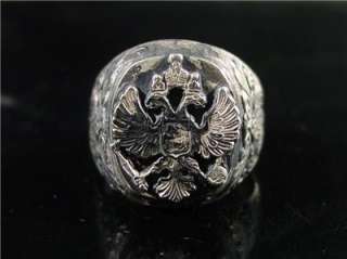   Imperial Russian Silver RING Eagle Tsar Nicolas II Romanov Sterling
