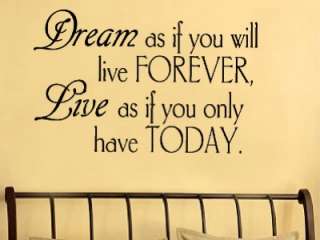 Dream as if you will Vinyl Wall Lettering Words Sticky  