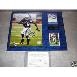  Joseph Addai Autographed Indianapolis Colts Wall Plaque w 