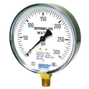 WIKA 4233761 Commercial Sprinkler Pressure Gauge, Dry Filled, Copper 
