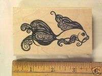 FRILLIE FISH TATTOO STYLE wood mounted rubber stamp  