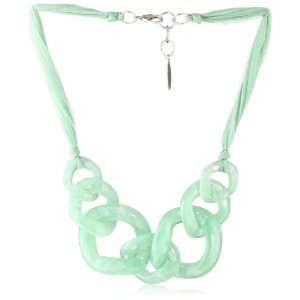  Adia Kibur Green Resin Link Chiffon Necklace Jewelry