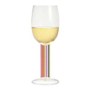  White Wine Glass, Navaja, Rainbow Striped Stem w/ Napkin 