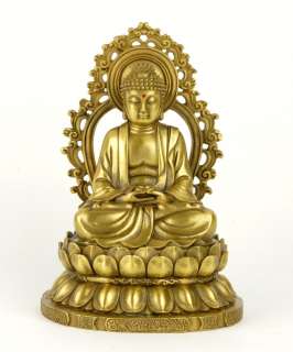 BRONZE BUDDHA THRONE STATUE Alms Bowl Buddhist Gift  