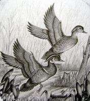 Wood Ducks/Duck Decoy Den Art/Pencil Print Reproduction  